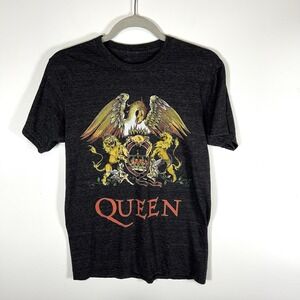 Queen Crest‎ Gradient Logo Graphic T-Shirt Short Sleeve Crewneck Black-Grey Sz S